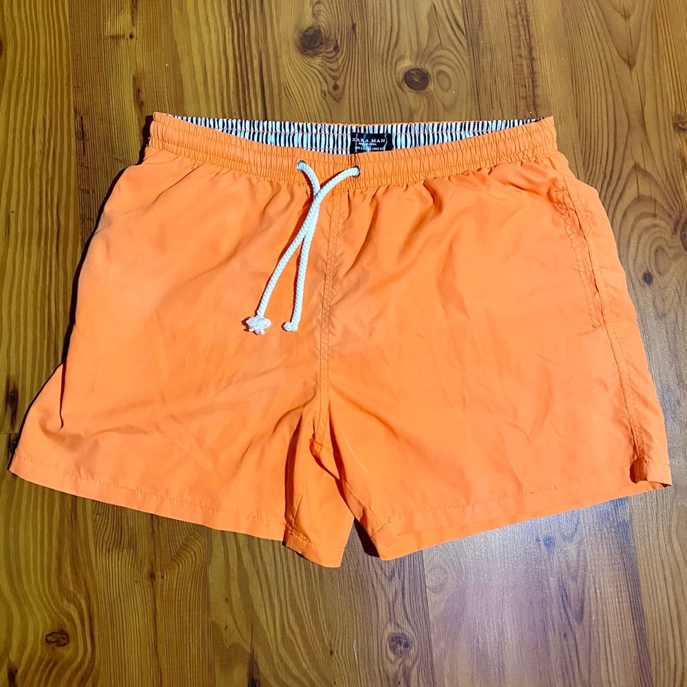 Zara Man Athletic Swim Shorts Mesh Lined